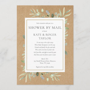 Invitation Fête de douche de bébé Rustique avec plantes par l