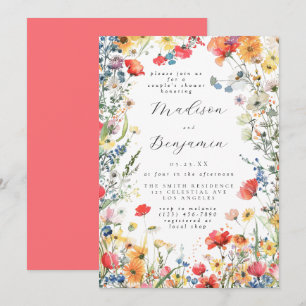 Invitation Fête de douche de couple Bold Wildflower