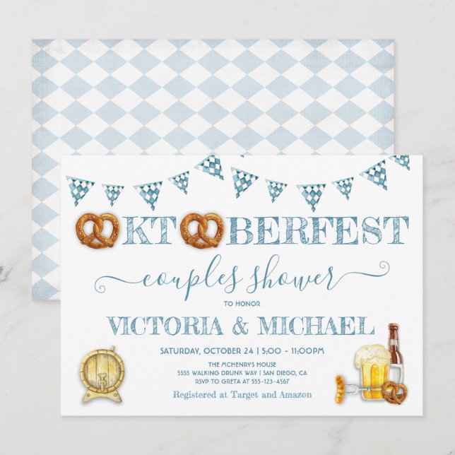 Invitation Fête de douche de couples avec des bretzels pour l (Devant / Derrière)