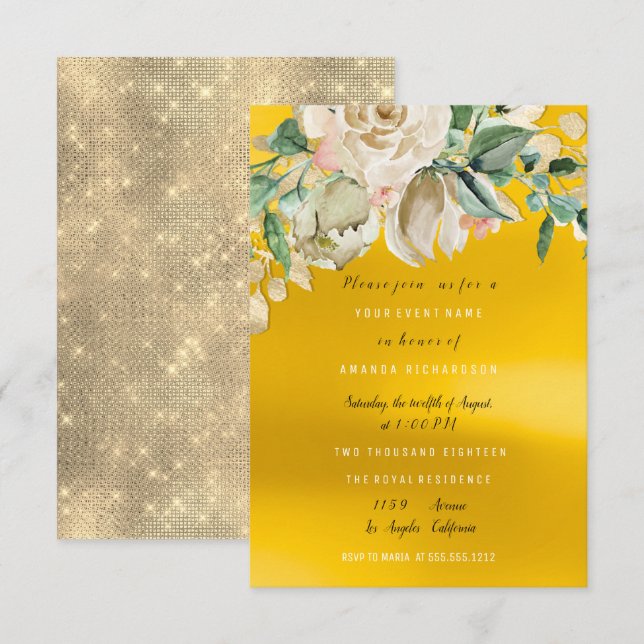 Invitation Fête de douche de mariée Fleur peinte de rose Aqua (Devant / Derrière)