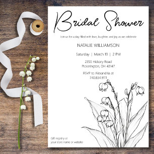 Invitation Fête de douche de mariée minimaliste au muguet