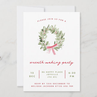 Invitation Fête de fabrication de couronnes minimalistes pour