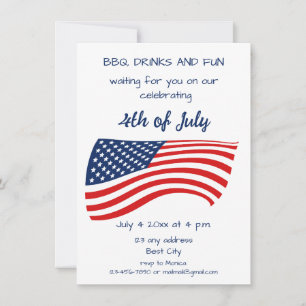 Invitation Fête de famille élégante et minimaliste du 4 juill