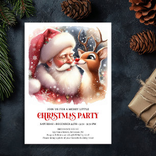 Invitation Fête de famille magique de Noël avec Santa et Rudo