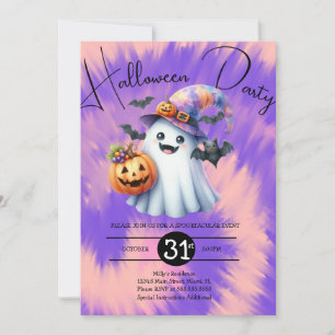 Invitation Fête de fantômes d'Halloween Tie Dye Dessin à la m