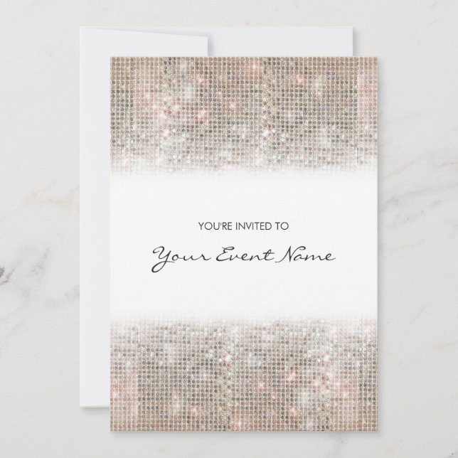 Invitation Fête de Faux Sequins (Devant)