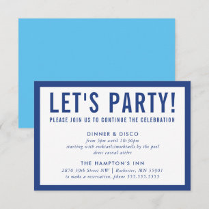 Invitation FÊTE DE FÊTE INFO simple moderne bleu bleu