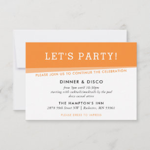 Invitation FÊTE DE FÊTE simple moderne audacieuse orange vif