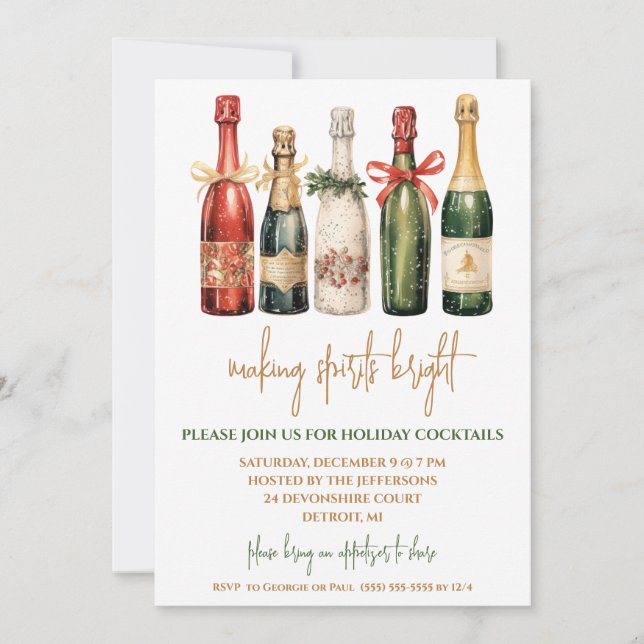 Invitation Fête de Fêtes Champagne au coeur du monde (Devant)
