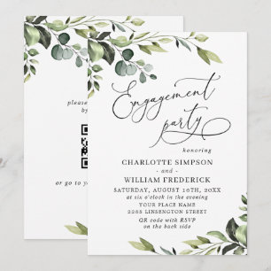 Invitation Fête de Fiançailles à l'aquarelle d'Eucalyptus Élé