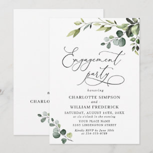Invitation Fête de fiançailles à l'aquarelle d'eucalyptus élé