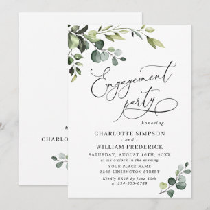 Invitation Fête de Fiançailles à l'aquarelle d'eucalyptus élé