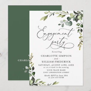 Invitation Fête de Fiançailles à l'aquarelle d'Eucalyptus Élé