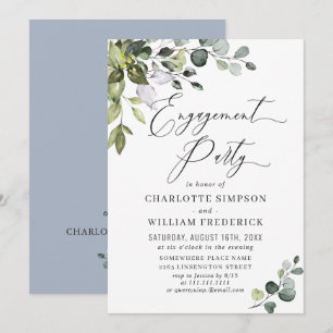 Invitation Fête de fiançailles à l'eucalyptus aquarelle