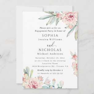 Invitation Fête de fiançailles aquarelle florale. Botanique b