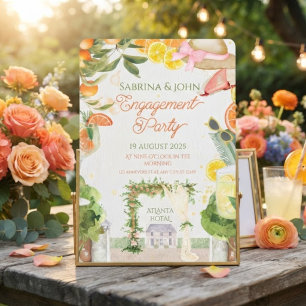 Invitation Fête de fiançailles aquarelle florale Colorée