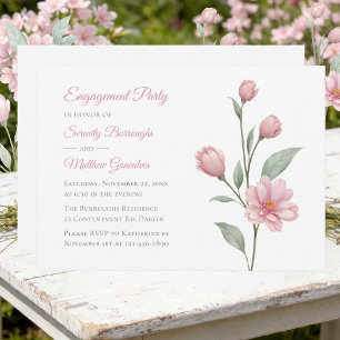 Invitation Fête de fiançailles aquarelle florale rose sauge