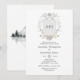 Invitation Fête de fiançailles au bord du lac avec monogramme