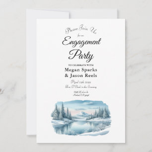 Invitation Fête de fiançailles au lac d'hiver de Snowy Mounta