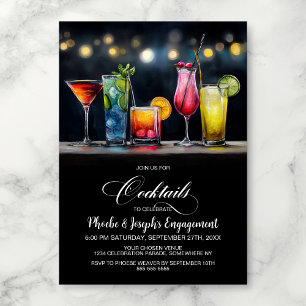 Invitation Fête de Fiançailles aux Cocktails Colorés