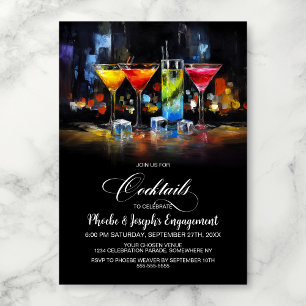Invitation Fête de Fiançailles aux Cocktails Colorés
