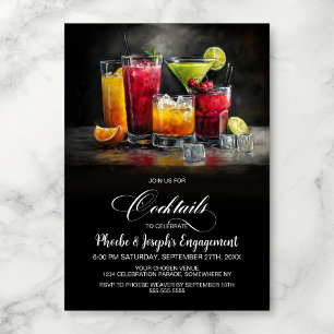 Invitation Fête de Fiançailles aux Cocktails Colorés