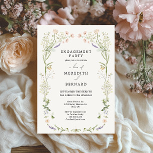 Invitation Fête de fiançailles aux fleurs sauvages rustiques