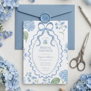 Invitation Fête de Fiançailles aux Hortensias Bleus Tendances