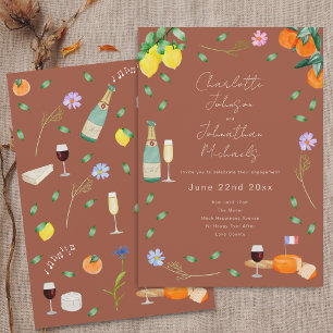 Invitation Fête de fiançailles Bohème d'automne vin et fromag