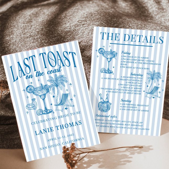 Invitation Fête de Fiançailles Côtière Bleue Cocktail (Créateur téléchargé)