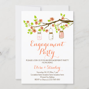Invitation Fête de fiançailles de cerisier fleur de bocal de