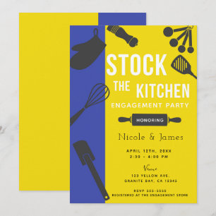 Invitation Fête de fiançailles de cuisine de stock bleu jaune