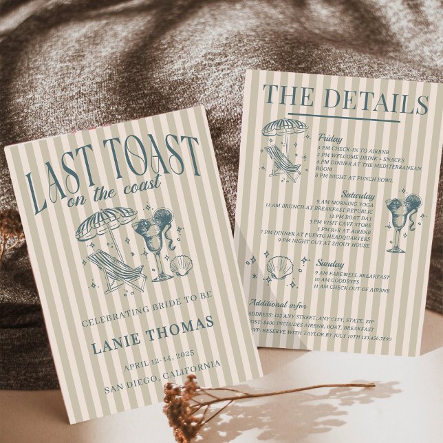 Invitation Fête de Fiançailles de la Côte en Marine Cocktail (Créateur téléchargé)