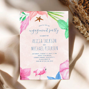 Invitation Fête de fiançailles de luau hawaïen sur une plage
