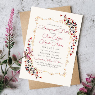 Invitation Fête de fiançailles de luxe botanique florale pais