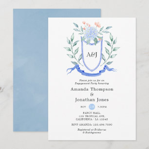 Invitation Fête de fiançailles de monogramme floral
