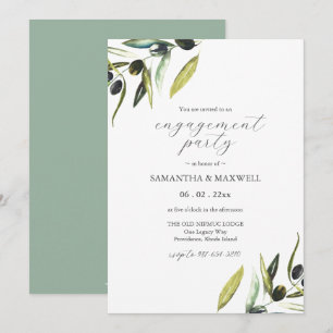 Invitation Fête de fiançailles de verdure de branche d'olivie