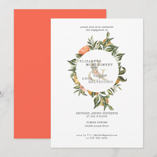 Invitation Fête de fiançailles élégante dans un verger d'agru