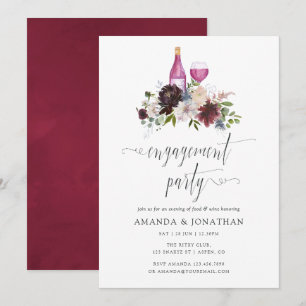 Invitation Fête de fiançailles en Bourgogne et marine avec dé