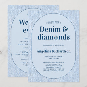 Invitation Fête de Fiançailles en Denim Occidental Bleu et Di