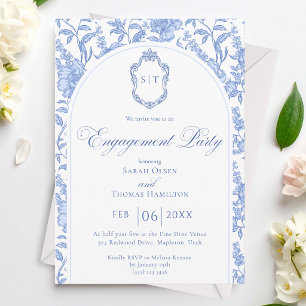 Invitation Fête de fiançailles en monogramme de chinoiserie f