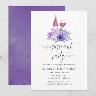 Invitation Fête de fiançailles Fleur Ultra Violet Dégustation