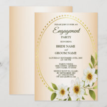 Fête de Fiançailles Fleurie Blanche Dorée Rustique