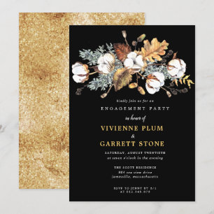 Invitation Fête de fiançailles Fleurs blanches Feuilles d'aut