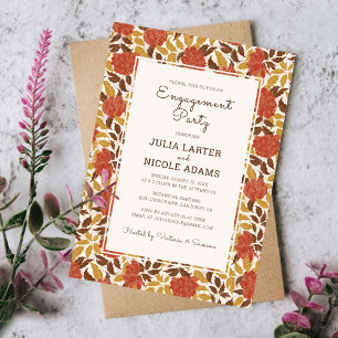 Invitation Fête de fiançailles Fleurs de pivoine orange pouss