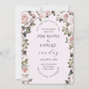 Invitation Fête de fiançailles florale aquarelle rose