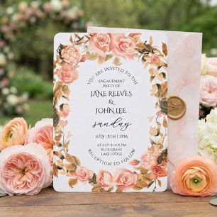 Invitation Fête de fiançailles florale aquarelle rose
