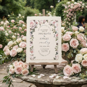 Invitation Fête de fiançailles florale aquarelle rose