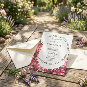 Invitation Fête de fiançailles florale aquarelle rose