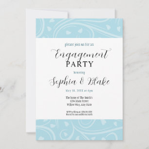 Invitation Fête de fiançailles florale bleue et blanche moder